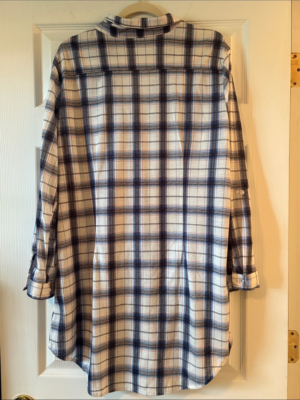 White Mark Blue and White Plaid Button-Front Shirt Dress - Picture 5 of 5